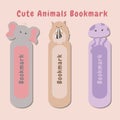 Vector set of bookmarks for children with cute animals theme. Colorful and cute stationery for kids. Royalty Free Stock Photo