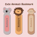 Vector set of bookmarks for children with cute animals theme. Colorful and cute stationery for kids.