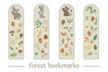 Vector set of bookmarks for children with woodland animals theme. Royalty Free Stock Photo