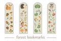 Vector set of bookmarks for children with woodland animals theme. Royalty Free Stock Photo