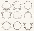 Vector set of border circle frame vintage style