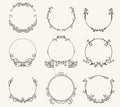 Vector set of border circle frame vintage style Royalty Free Stock Photo