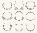 Vector set of border circle frame - vintage style Royalty Free Stock Photo