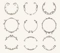 Vector set of border circle frame - vintage style Royalty Free Stock Photo