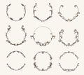 Vector set of border circle frame - vintage style Royalty Free Stock Photo