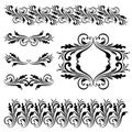 Vector set of borders, decorative elements. Royalty Free Stock Photo