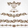 Vector set of borders and vignettes in Victorian style.