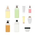 Vector Set of Bottle, Different Cosmetic Products, Icons Collection Isolated, Containers of Cream, Shampoo, Lotion.