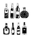 Vector set of bottles for alcohol. Illustration isolated on white