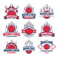 Vector set of bowling logos, emblems and design elements Royalty Free Stock Photo