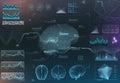 vector set of brain research interfaces. functional magnetic resonance imaging. hud in blue tones Royalty Free Stock Photo