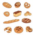 Vector set of bread and bakery products.