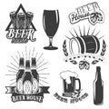 Vector set of brewing labels in vintage style. Pub and craft beer logo. Royalty Free Stock Photo