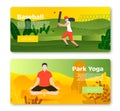 Vector banners - cricket player girl and yoga man