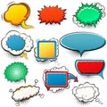 Vector set of bright comic speech bubbles halftone shadows