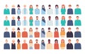 Vector set. Illustrations, icons in flat style of people isolated on white. Modern multicultural, multiethnic society