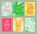 Vector set of bright summer cards