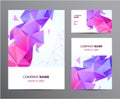 Vector set of brochure, business card, cover, flyer design with triangle origami 3d corporate business template. Layout Royalty Free Stock Photo