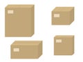 Vector set brown cardboard boxes closed carton box