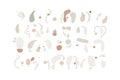 Vector set of brush strokes, abstract elements, ink stains and textures isolated on white. Art collection for design Royalty Free Stock Photo