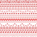 Vector set of brushes with hearts to create frames and borders. Ro