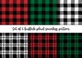 Vector set of Buffalo plaid seamless patterns, endless background Royalty Free Stock Photo