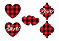 Vector set of Buffalo plaid Valentines day elements Royalty Free Stock Photo