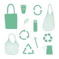 Vector set bundle of green eco zero waste products Royalty Free Stock Photo