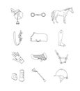 Vector set bundle of horse riding equipment icon Royalty Free Stock Photo