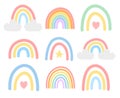 Vector set bundle of pastel boho rainbow