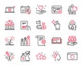 Vector Set of Business icons related to Coffee shop, Financial goal and Cleaning liquids. Vector