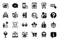 Vector Set of Business icons related to Dental insurance, Train and Scroll down. Vector
