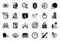 Vector Set of Business icons related to Loan percent, Exchange currency and Swipe up. Vector