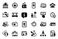 Vector Set of Business icons related to Phone protection, World communication and Loyalty program. Vector Royalty Free Stock Photo