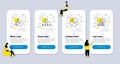 Vector Set of Business icons related to Pie chart, Delegate work and Restructuring. Vector