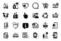 Vector Set of Business icons related to Presentation board, Hand click and Baggage app. Vector