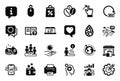 Vector Set of Business icons related to Shopping bag, Teamwork results and Market. Vector