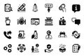 Vector Set of Business icons related to Survey checklist, Water bottle and Gears. Vector