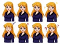 Vector set of business woman character expressions Royalty Free Stock Photo