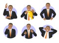 Vector set of businessman success expression icons