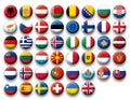 Vector Set of buttons flags of Europe Royalty Free Stock Photo