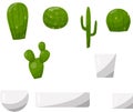 Vector set of cacti in flower pots Royalty Free Stock Photo