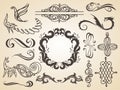 Vector set of calligraphic design elements page decoration, Satisfaction Guarantee Label, calligraphic frames. Royalty Free Stock Photo