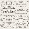 Vector set of calligraphic design elements and page decorations. Elegant collection of hand drawn swirls and curls for Royalty Free Stock Photo