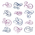 Vector set of calligraphic design elements and page decorations. Elegant collection of hand drawn swirls and curls for Royalty Free Stock Photo