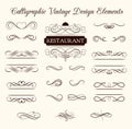 Vector set of calligraphic design elements and page decorations. Elegant collection of swirls.