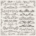 Vector set of calligraphic design elements and page decorations. Elegant collection of hand drawn swirls and curls for Royalty Free Stock Photo