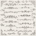 Vector set of calligraphic design elements and page decorations. Elegant collection of hand drawn swirls and curls for Royalty Free Stock Photo