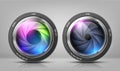 Vector set with camera lenses, zoom objectives Royalty Free Stock Photo