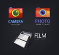 Vector set of camera logos, film icon Royalty Free Stock Photo